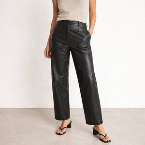 COS High-Waisted Leather Trousers Black EUR 42 / US 10